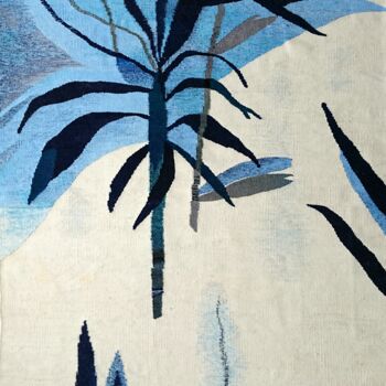 Textile Art titled "Palm branch" by Kseniia Hopko, Original Artwork, Tapestry Mounted on Wood Panel