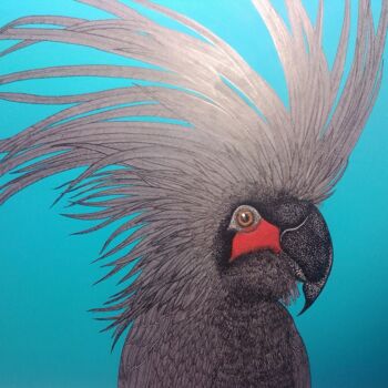 Peinture intitulée ""Попугай"" par Kseniia Lavrova, Œuvre d'art originale, Encre