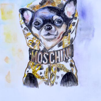 Peinture intitulée "Fashion puppi Mosch…" par Kseniya Lia, Œuvre d'art originale, Aquarelle
