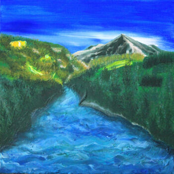 Pittura intitolato "Acrylic Alps landsc…" da Kseniya Redina, Opera d'arte originale, Acrilico