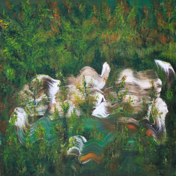 Painting titled "Green nature Alps R…" by Kseniya Redina, Original Artwork, Acrylic