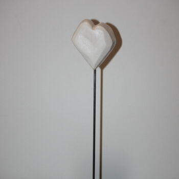 Sculpture titled "Gypsum White Heart" by Kseniya Redina, Original Artwork, Plaster