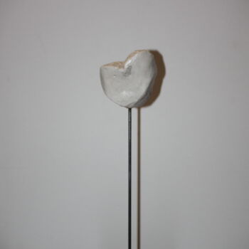 Sculpture titled "Gypsum White Heart 2" by Kseniya Redina, Original Artwork, Plaster