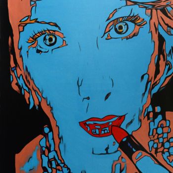 Schilderij getiteld "Lipstick - popart p…" door Kseniya Sergyeyeva, Origineel Kunstwerk, Acryl Gemonteerd op Frame voor hout…