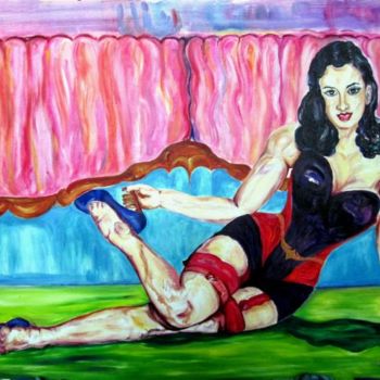 Pintura intitulada "femme sur divan" por Kspersee, Obras de arte originais