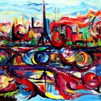 Painting titled "ville fabuleuse" by Kspersee, Original Artwork