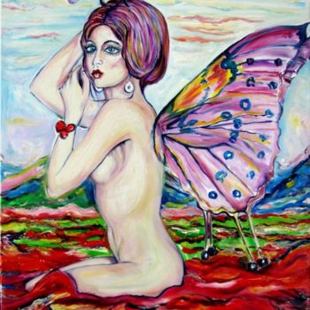 Painting titled "fille papillon" by Kspersee, Original Artwork