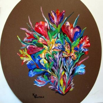 Картина под названием "les fleurs ovale" - Kspersee, Подлинное произведение искусства