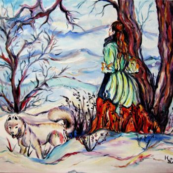 Painting titled "danse avec le loup" by Kspersee, Original Artwork