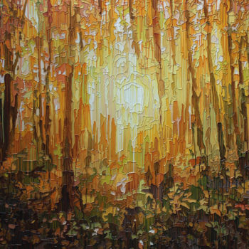 Painting titled "GOLDEN IDYLL" by Serhii Kyryllov, Original Artwork, Oil Mounted on Wood Stretcher frame