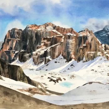 Painting titled "Dolomites Italian A…" by Kseniia Tikhomirova, Original Artwork, Watercolor