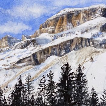 Painting titled "Italian Dolomites" by Kseniia Tikhomirova, Original Artwork, Watercolor