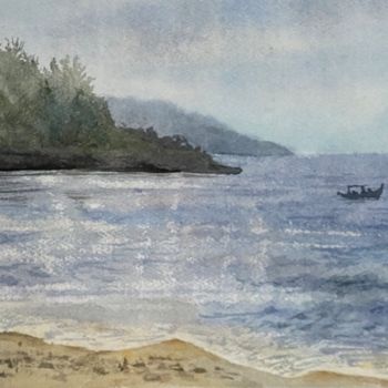 Painting titled "Sea" by Kseniia Tikhomirova, Original Artwork, Watercolor