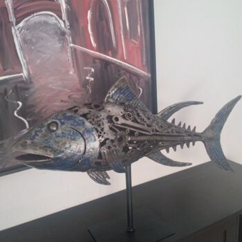 Sculpture intitulée "Tuna on the run" par Kubotoo, Œuvre d'art originale, Métaux