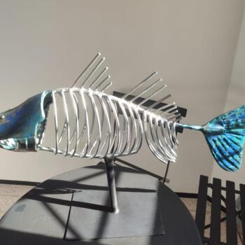 Scultura intitolato "Fish after lunch" da Kubotoo, Opera d'arte originale, Metalli