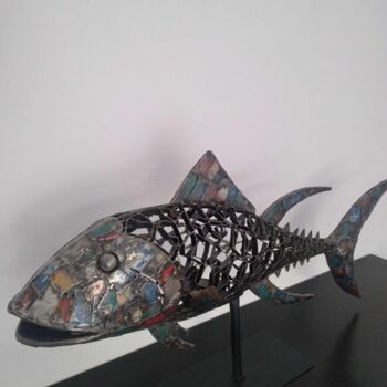 Sculpture titled "Fish patchwork" by Kubotoo, Original Artwork, Metals