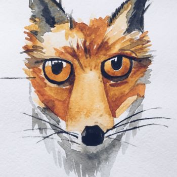Painting titled "Fox.Portrait.jpg" by Ksenia Makarova, Original Artwork, Watercolor