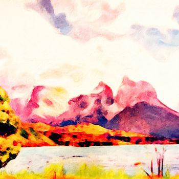 Malerei mit dem Titel "The Lake - Der See" von D.Arts, Original-Kunstwerk, Acryl