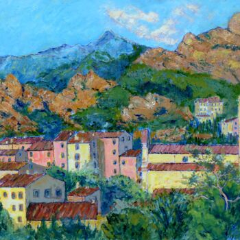 Painting titled "VILLAGE CORSE PIANA" by Kulhaneck, Original Artwork, Oil