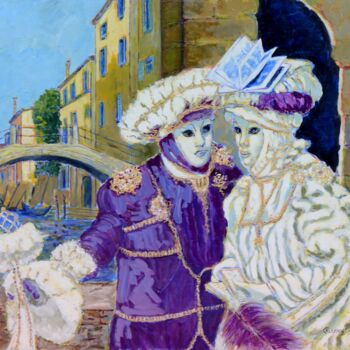 Painting titled "CARNAVAL A VENISE" by Kulhaneck, Original Artwork, Oil