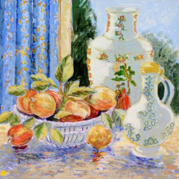 Painting titled "NATURE MORTE" by Kulhaneck, Original Artwork, Oil