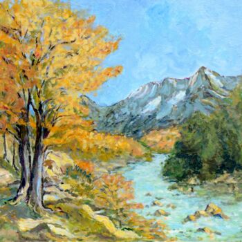 Painting titled "PAYSAGE D AUTOMNE" by Kulhaneck, Original Artwork, Oil