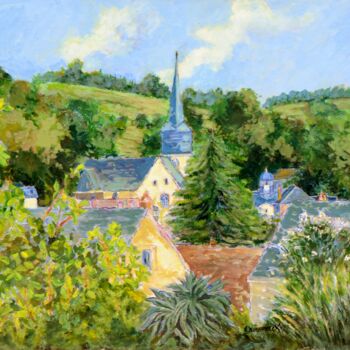 Painting titled "RY  VILLAGE NORMAND" by Kulhaneck, Original Artwork, Oil