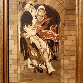 Escultura titulada ""Knight"" por Maxim Kulin, Obra de arte original, Mosaico Montado en Panel de madera