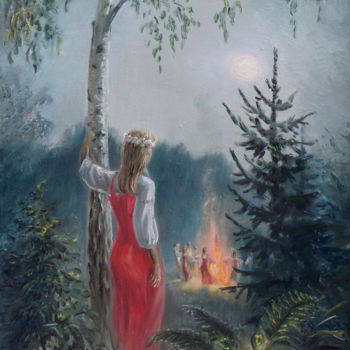 Painting titled "Ночь на " Ивана куп…" by Nikolai Kulygin, Original Artwork, Oil