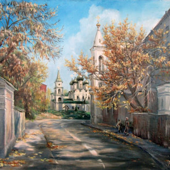 Картина под названием "Осенний свет" - Николай Кулыгин, Подлинное произведение искусства, Масло