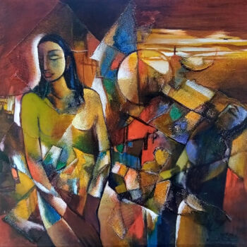 Pintura intitulada "Solitary Inspiration" por Kumara Rathnayaka, Obras de arte originais, Acrílico Montado em Armação em mad…