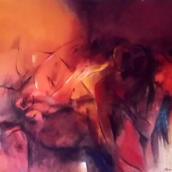 Malerei mit dem Titel "Frenzy of Love" von Kumara Rathnayaka, Original-Kunstwerk, Acryl Auf Keilrahmen aus Holz montiert