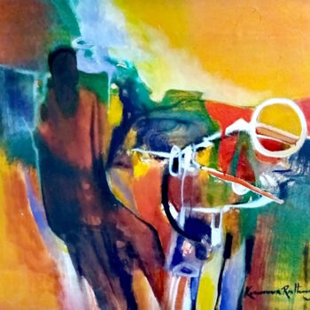 Картина под названием "Solitude in the Eve…" - Kumara Rathnayaka, Подлинное произведение искусства, Акрил Установлен на Дере…