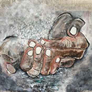 Peinture intitulée "Catching Water" par Kumi Muttu, Œuvre d'art originale, Acrylique