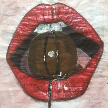 Painting titled "Lips Study III" by Kumi Muttu, Original Artwork, Acrylic