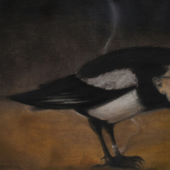Drawing titled "magpie" by Fruzsina Kun, Original Artwork, Pastel
