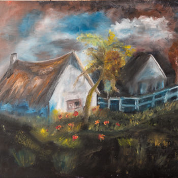 Painting titled "farm" by Pupler, Original Artwork, Oil