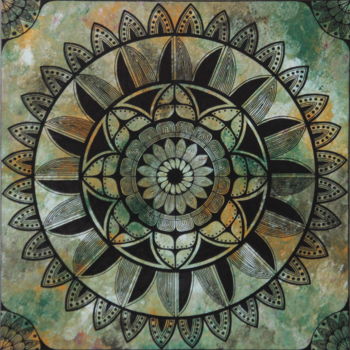 Painting titled "Nature Mandala No.1" by Kunaku, Original Artwork, Acrylic