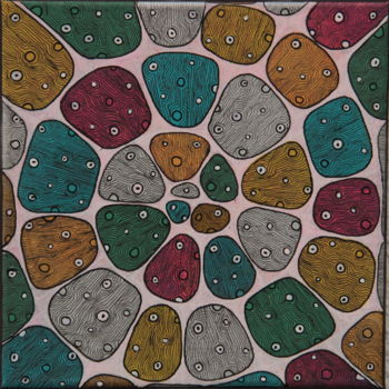 Painting titled "Coloured Stones Spi…" by Kunaku, Original Artwork, Acrylic