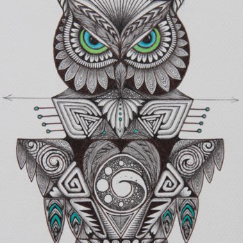 Tekening getiteld "Owl" door Kunaku, Origineel Kunstwerk, Anders