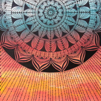 Tekening getiteld "Mandala Sun" door Kunaku, Origineel Kunstwerk, Marker