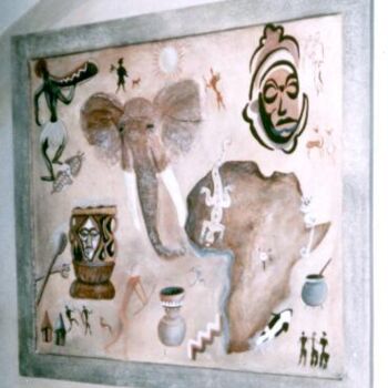 Pintura intitulada "AFRICA" por Kunda Kamwali Art Jeni Smithies, Obras de arte originais