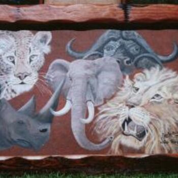 Peinture intitulée "The Big Five" par Kunda Kamwali Art Jeni Smithies, Œuvre d'art originale
