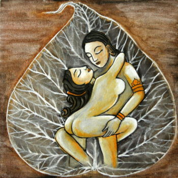 Ζωγραφική με τίτλο "Слияние" από Kungamo, Αυθεντικά έργα τέχνης, Γκουάς