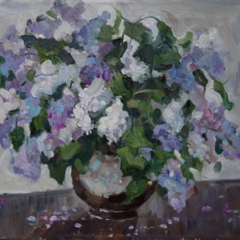 Painting titled "Lilac bouquet" by Inna Kunitzina, Original Artwork, Oil