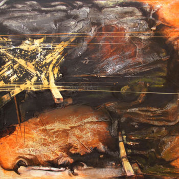 Peinture intitulée "Burned Bush" par Kuntal Barai, Œuvre d'art originale, Acrylique Monté sur Châssis en bois