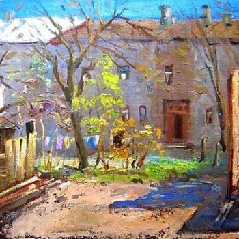 Картина под названием "На двориках весны." - Yury Kurako, Подлинное произведение искусства