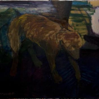 Painting titled "Old dog" by Gagik Kurginyan, Original Artwork, Oil