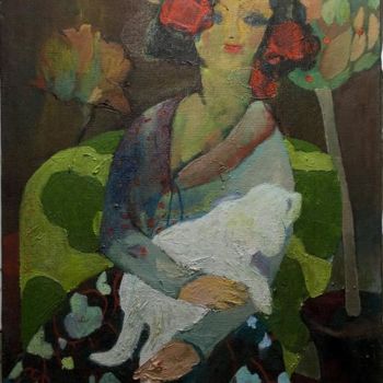 Painting titled "Portreit a girl" by Gagik Kurginyan, Original Artwork, Oil