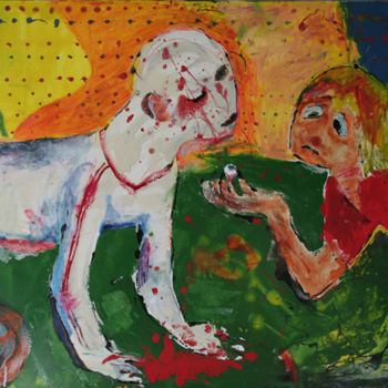 Painting titled "The case on the foo…" by Gagik Kurginyan, Original Artwork, Oil